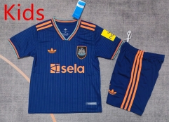 25-26 Newcastle United 2nd Away Royal Blue Kids/Youth Soccer Uniform-9484