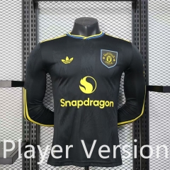 Player Version 25-26 Manchester United 2nd Away Black LS Thailand Soccer Jersey-888