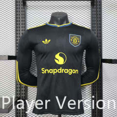 Player Version 25-26 Manchester United 2nd Away Black LS Thailand Soccer Jersey-888