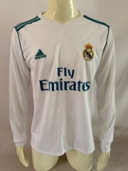 Retro Version 17-18 Real Madrid Home White LS Thailand Soccer Jersey AAA-503