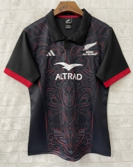(S-5XL) 2025 Maori Home Black Rugby Shirt