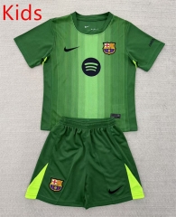 25-26 Barcelona Goalkeeper Green Kids/Youth Soccer Uniform-AY