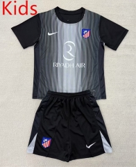 2025-2026 Atletico Madrid Goalkeeper Black Kids/Youth Soccer Uniform-AY