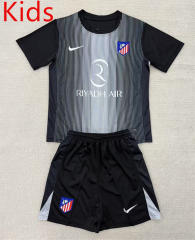 2025-2026 Atletico Madrid Goalkeeper Black Kids/Youth Soccer Uniform-AY
