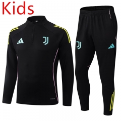 25-26 Juventus Black Kids/Youth Soccer Tracksuit-411