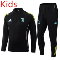 25-26 Juventus Black Kids/Youth Soccer Tracksuit-411