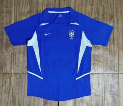 Retro Version 2002 Brazil Away Blue Thailand Soccer Jersey AAA-6157