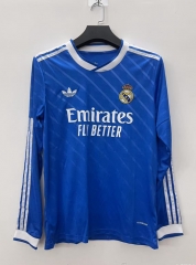 2025-2026 Real Madrid Away Blue LS Thailand Soccer Jersey AAA-8430