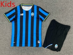 25-26 Atalanta BC Home Blue&Black Kids/Youth Soccer Uniform-7809