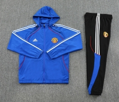 2025-2026 Manchester United Blue Thailand Soccer Coat Uniform With Hat-7411