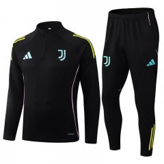 25-26 Juventus Black  Thailand Soccer Tracksuit Uniform-411