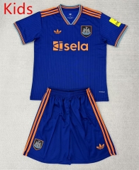 25-26 Newcastle United 2nd Away Blue Kids/Youth Soccer Uniform-AY