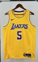 2023 Los Angeles Lakers Round Collar Yellow #5 NBA Jersey-311