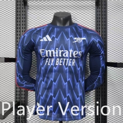 Player Version 25-26 Arsenal Away Blue LS Thailand Soccer Jersey AAA-888