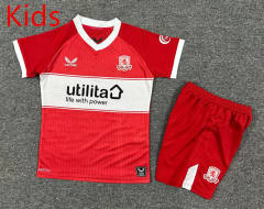 25-26 Middlesbrough Home Red&White Kids/Youth Soccer Uniform-7809