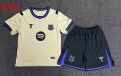 25-26 Correct Version Barcelona Away Yellow Kids/Youth Soccer Uniform-7209
