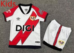 2025-2026 Rayo Vallecano Home White&Red Kids/Youth Soccer Unifrom-7809