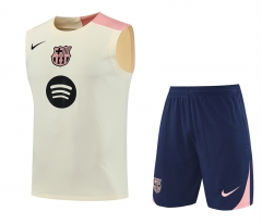 25-26 Barcelona Light Yellow Thailand Training Soccer Vest Uniform-418
