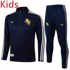 25-26 Juventus Royal Blue Kids/Youth Soccer Tracksuit-411