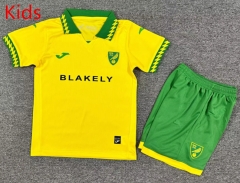 2025-2026 Norwich City Home Yellow Kids/Youth Soccer Uniform-7809