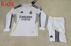 2025-2026 Real Madrid Home White LS Kids/Youth Soccer Uniform-507