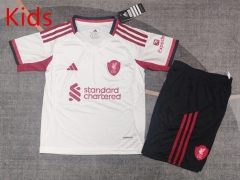 25-26 Liverpool Away White Kids/Youth Soccer Uniform-9484