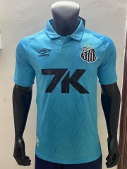 25-26 With Chest Sponsor Santos FC Away Blue Thailand Soccer Jersey AAA-4153