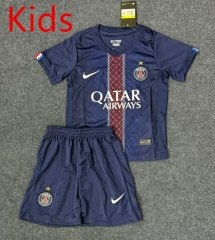 25-26 With Star Paris SG Home Blue Kids/Youth Soccer Uniform-4247