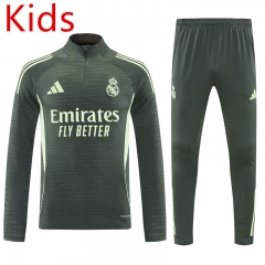 2025-26 Real Madrid Dark Green Kids/Youth Soccer Tracksuit-7411