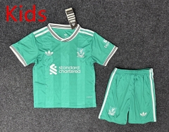 25-26 Correct Version Liverpool 2nd Away Green Kids/Youth Soccer Uniform-GB