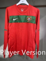 (S-3XL) Player Version 2010 Retro Edition Portugal Home Red LS Thailand Soccer Jersey AAA-4563