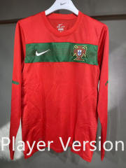 (S-3XL) Player Version 2010 Retro Edition Portugal Home Red LS Thailand Soccer Jersey AAA-4563