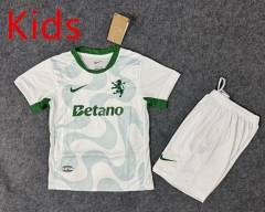 25-26 Sporting Lisbon Clube de Portugal 2nd Away White Kid/Youth Soccer Uniform-6748