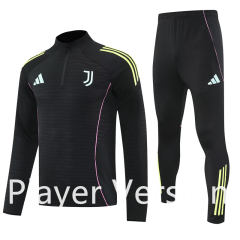 Player Version 2025-2026 Juventus Black Thailand Soccer Tracksuit Uniform-4627