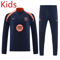 25-26 Barcelona Royal Blue Kid-Youth Soccer Tracksuit -7411