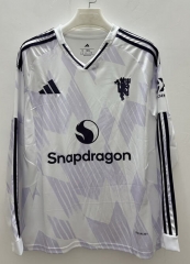 (S-4XL) 25-26 Manchester United Away White&Purple LS Thailand Soccer Jersey AAA-9268