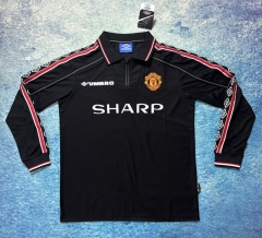 Retro Version 98 Manchester United Black LS Thailand Soccer Jersey AAA-6590