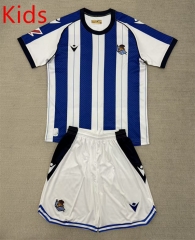 2025-2026 Real Sociedad Home Blue&White Kids/Youth Soccer Uniform-AY