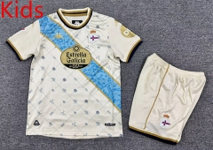 2025-2026 Deportivo La Coruña 2nd Away Beige Kids/Youth Soccer Uniform-7809
