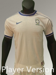 Player Version Retro Brazil White Thailand Soccer Jersey AAA-9753