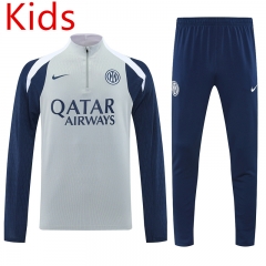 25-26 Inter Milan Gray Kids/Youth Soccer Tracksuit-7411