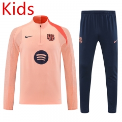 25-26 Barcelona Pink Kid-Youth Soccer Tracksuit -7411
