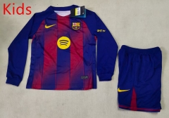 25-26 Barcelona Home Red&Blue Kids/Youth LS Soccer Uniform-507