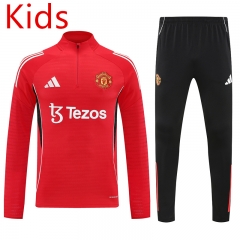 25-26 Manchester United Red  Kids/Youth Soccer Tracksuit -7411