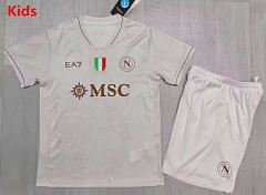 2025-2026 Napoli Away White Kids/Youth Soccer Uniform