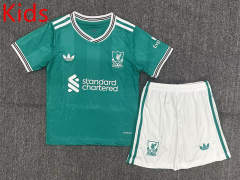 25-26 Correct Version Liverpool 2nd Away Green Kids/Youth Soccer Uniform-2353