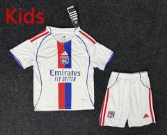 2025-2026 Olympique Lyonnais Home White Kids/Youth Soccer Uniform-GB