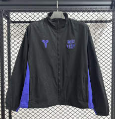 (S-3XL) 25-26 Barcelona Black Mamba Black Soccer Trench Coat-GB