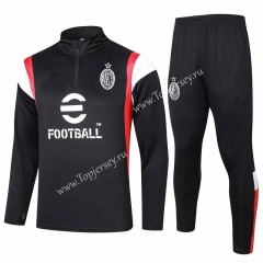 2023-2024 AC Milan Black Thailand Soccer Tracksuit-815