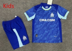 25-26 Olympique de Marseille 2nd Away Blue kids Soccer Uniform